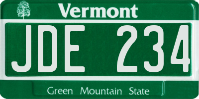 VT license plate JDE234