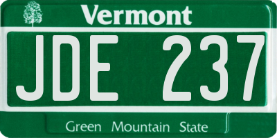 VT license plate JDE237