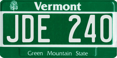 VT license plate JDE240