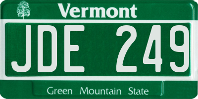 VT license plate JDE249