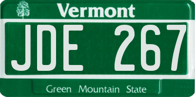 VT license plate JDE267