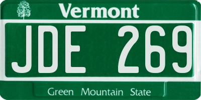 VT license plate JDE269