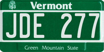 VT license plate JDE277
