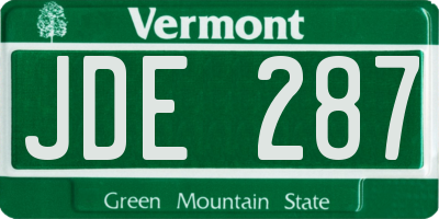 VT license plate JDE287