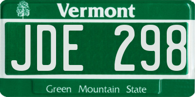 VT license plate JDE298