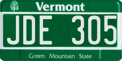 VT license plate JDE305