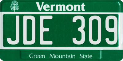 VT license plate JDE309