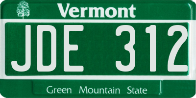 VT license plate JDE312