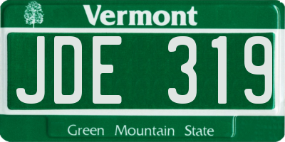 VT license plate JDE319