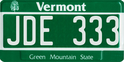 VT license plate JDE333
