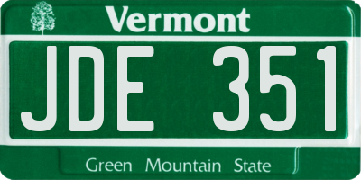 VT license plate JDE351