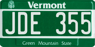 VT license plate JDE355