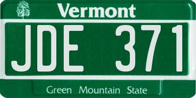 VT license plate JDE371