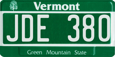 VT license plate JDE380