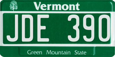 VT license plate JDE390