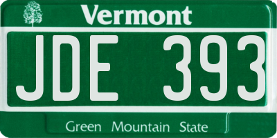 VT license plate JDE393