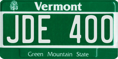 VT license plate JDE400