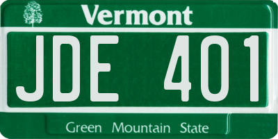 VT license plate JDE401