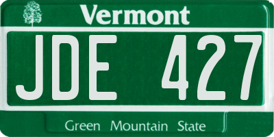 VT license plate JDE427