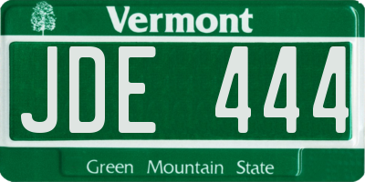 VT license plate JDE444