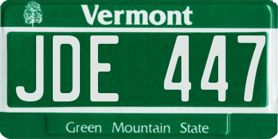VT license plate JDE447