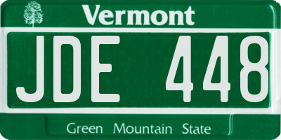 VT license plate JDE448