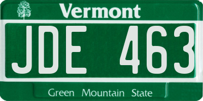 VT license plate JDE463