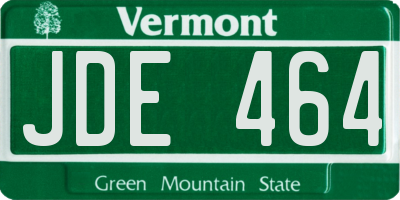 VT license plate JDE464