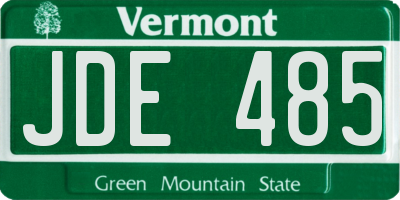 VT license plate JDE485