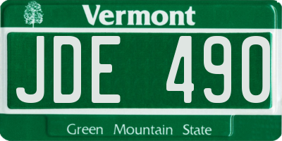 VT license plate JDE490