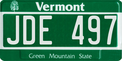 VT license plate JDE497