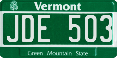 VT license plate JDE503