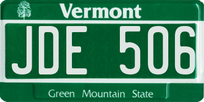 VT license plate JDE506