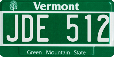 VT license plate JDE512