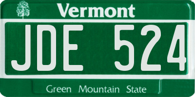 VT license plate JDE524