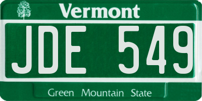VT license plate JDE549