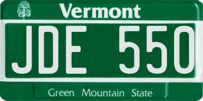 VT license plate JDE550