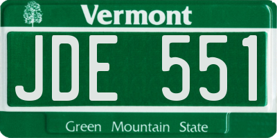 VT license plate JDE551