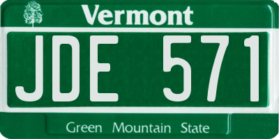 VT license plate JDE571