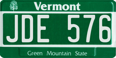 VT license plate JDE576