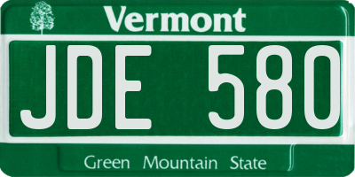 VT license plate JDE580