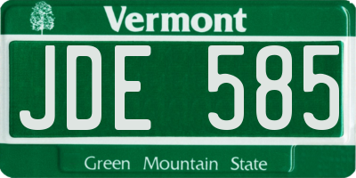 VT license plate JDE585
