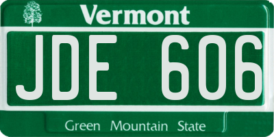VT license plate JDE606