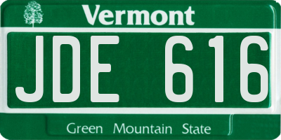 VT license plate JDE616