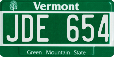 VT license plate JDE654