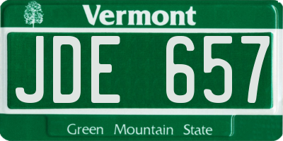 VT license plate JDE657