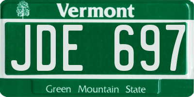 VT license plate JDE697