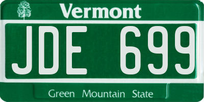 VT license plate JDE699