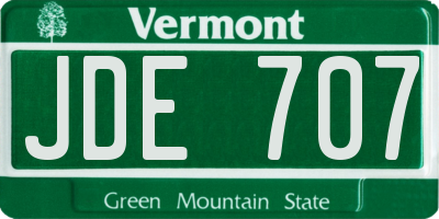 VT license plate JDE707