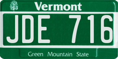 VT license plate JDE716